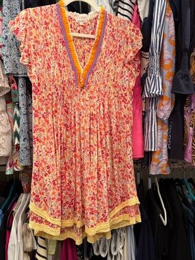 Poupette St. Barth’s Sasha Mini Dress in Purple, Pink, Orange and White